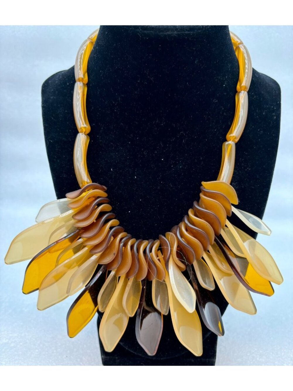 1970s Italian 2-Tone Lucite Necklace-Handcrafted Art Deco